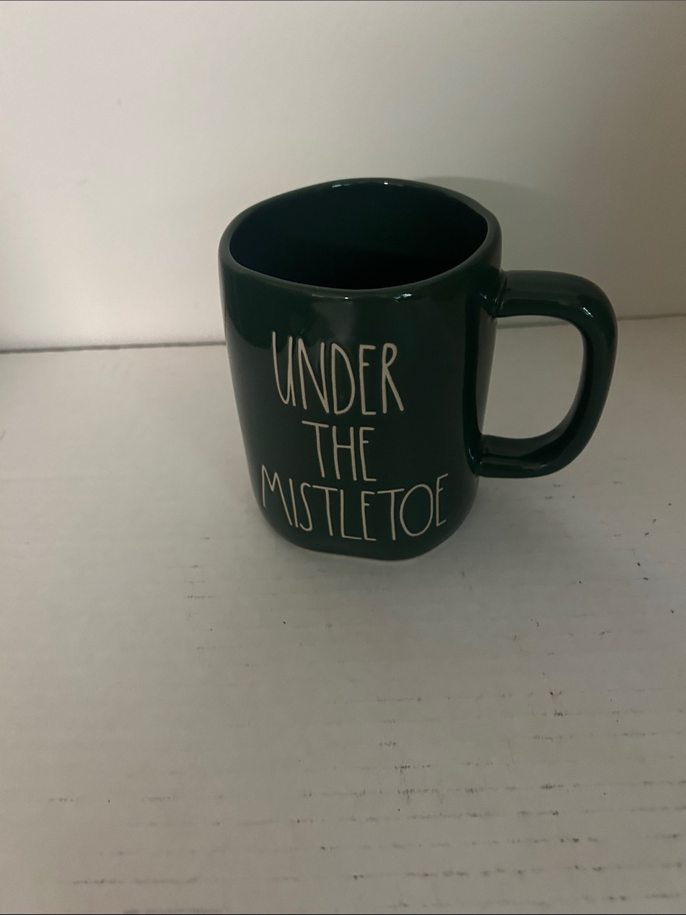 Rae Dunn Green "Under The Mistletoe" Ceramic Mug